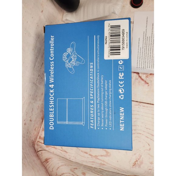 Black Wireless Controller With 4 Extra Grips And Charger Cord - Picture 4 of 8